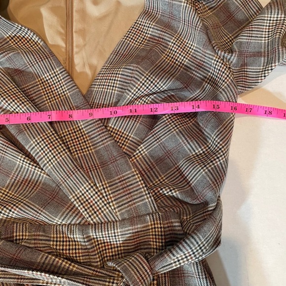 ANTONIO MELANI Plaid Wrap Jumpsuit Long Sleeve Belted Wide Leg Women Size 2 - Picture 5 of 7